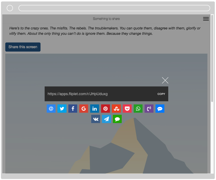 Web share UI on desktop browsers
